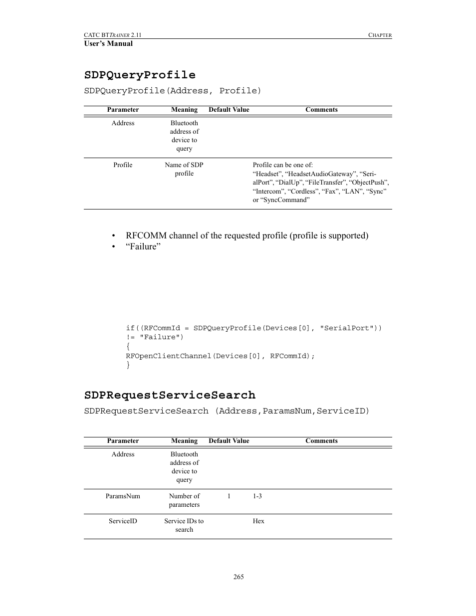 Sdpqueryprofile, Sdprequestservicesearch, Sdpqueryprofile sdprequestservicesearch | Teledyne LeCroy BTTracer_Trainer - BTTrainer Users Manual User Manual | Page 283 / 336