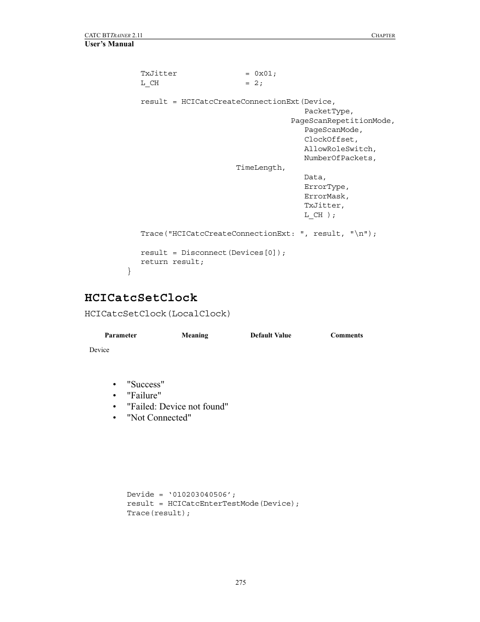 Hcicatcsetclock | Teledyne LeCroy BTTracer_Trainer - BTTrainer Users Manual User Manual | Page 293 / 336