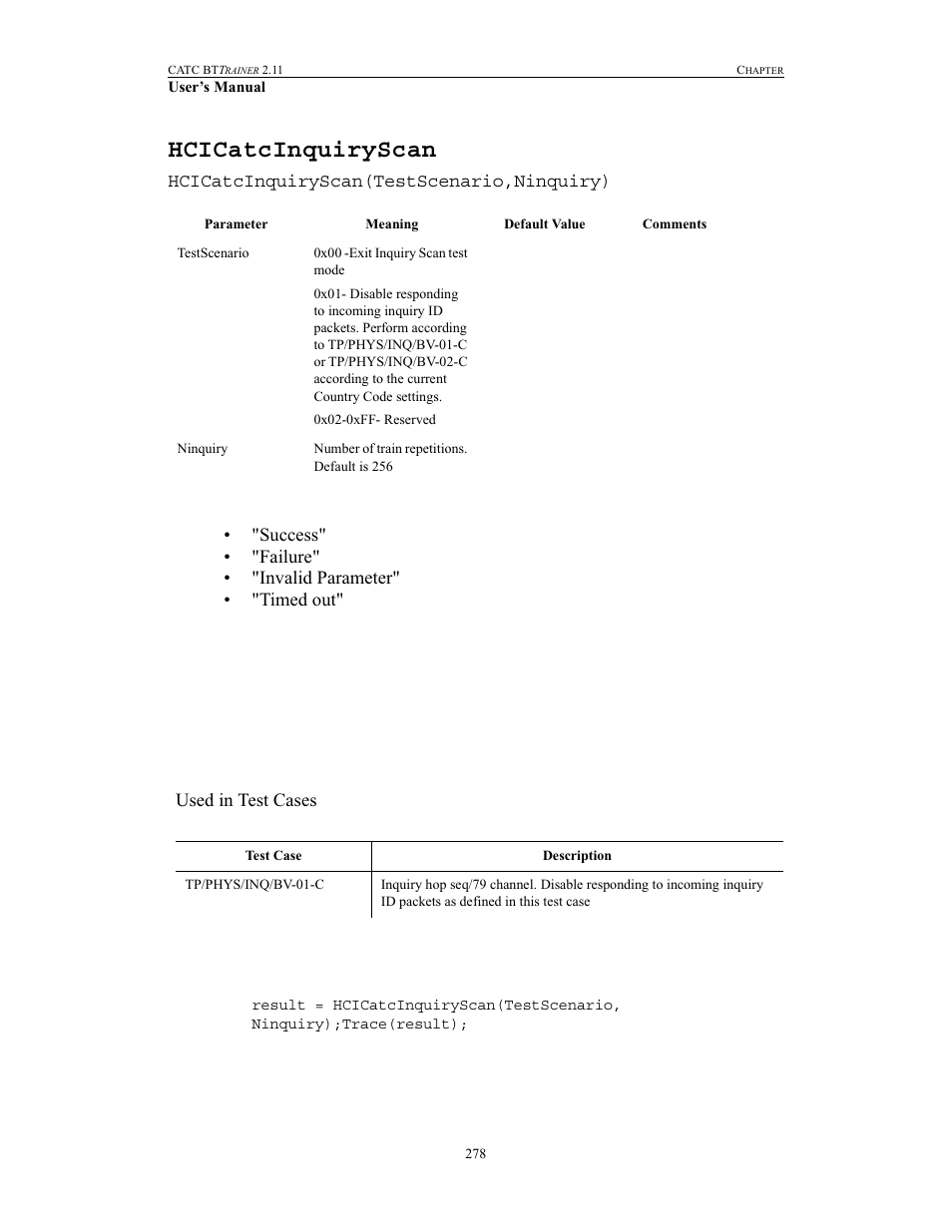 Hcicatcinquiryscan | Teledyne LeCroy BTTracer_Trainer - BTTrainer Users Manual User Manual | Page 296 / 336