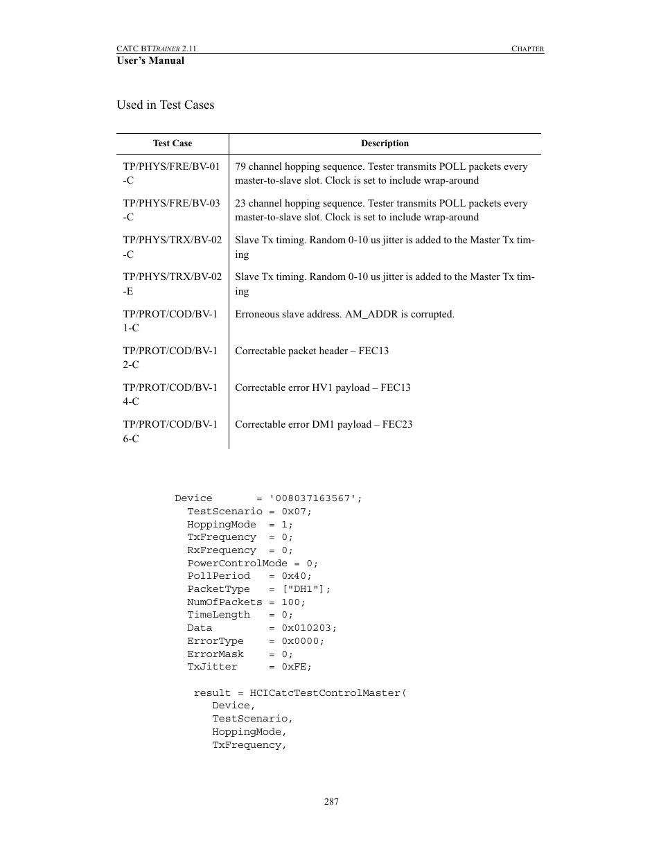 Used in test cases | Teledyne LeCroy BTTracer_Trainer - BTTrainer Users Manual User Manual | Page 305 / 336
