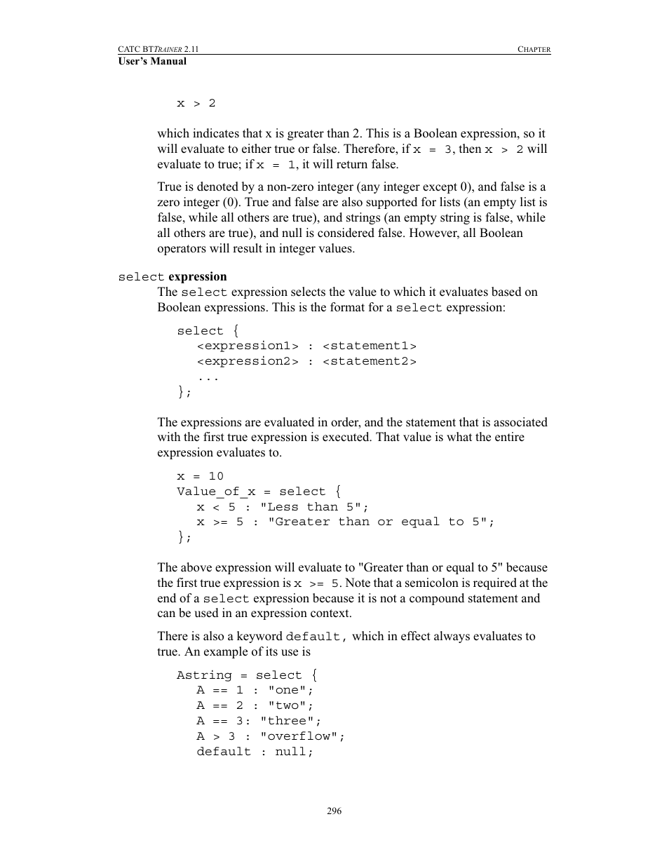 Select expression, Select | Teledyne LeCroy BTTracer_Trainer - BTTrainer Users Manual User Manual | Page 314 / 336
