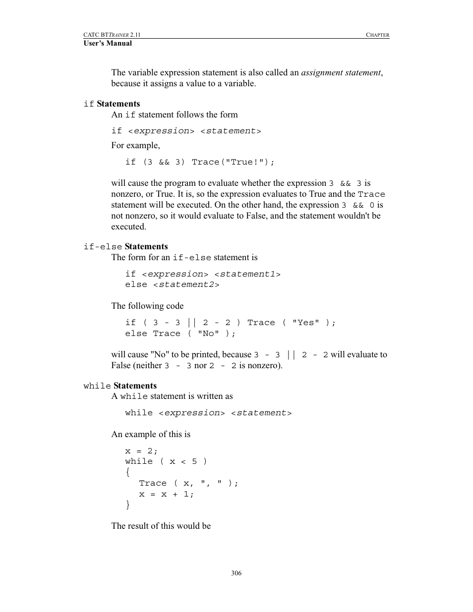 If statements, If-else statements, While statements | If-else, While, Statements | Teledyne LeCroy BTTracer_Trainer - BTTrainer Users Manual User Manual | Page 324 / 336