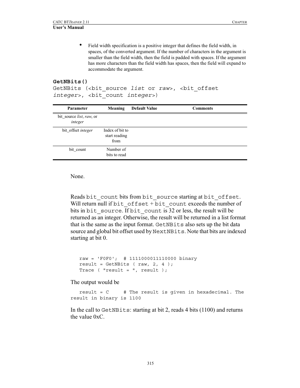 Getnbits() | Teledyne LeCroy BTTracer_Trainer - BTTrainer Users Manual User Manual | Page 333 / 336