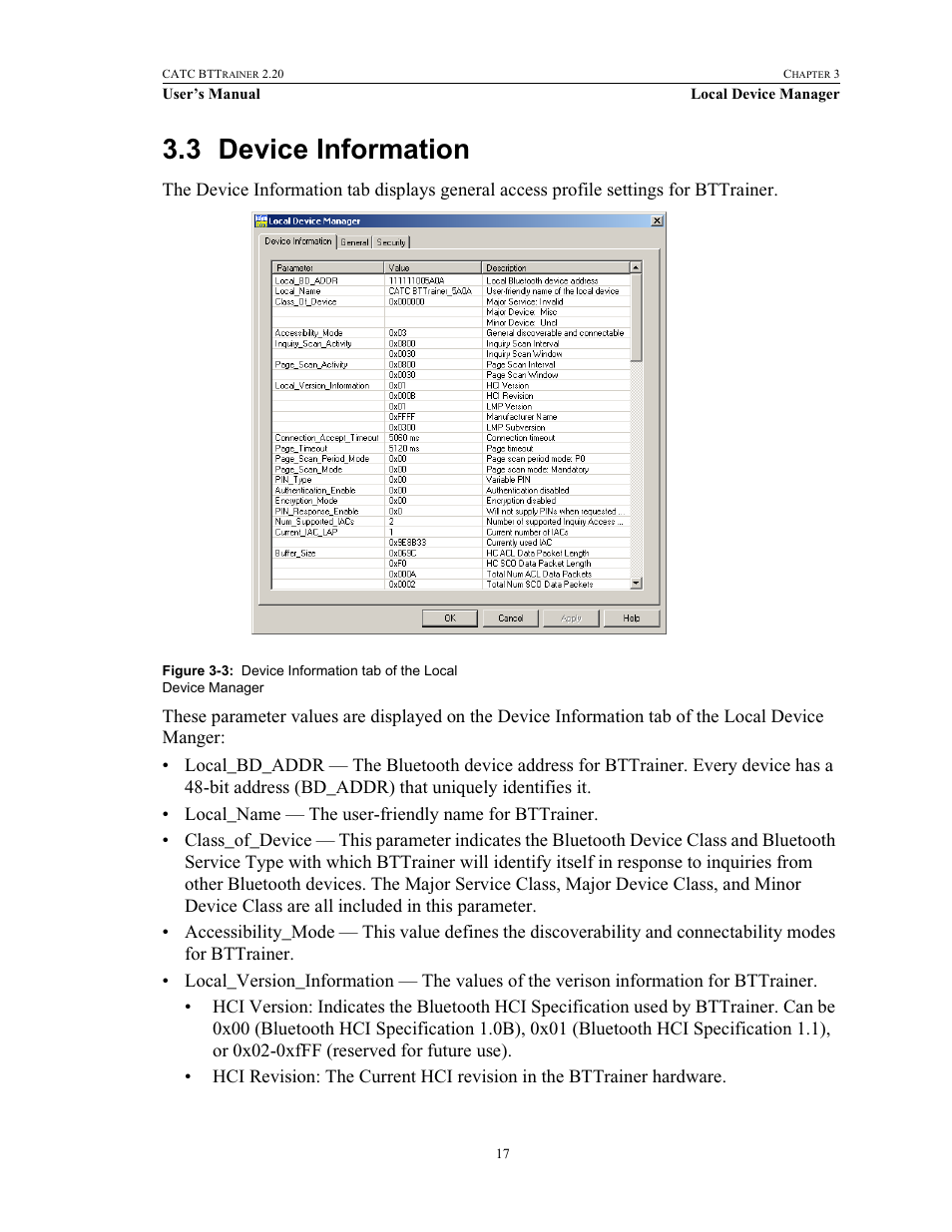 3 device information, Device information | Teledyne LeCroy BTTracer_Trainer - BTTrainer Users Manual User Manual | Page 35 / 336
