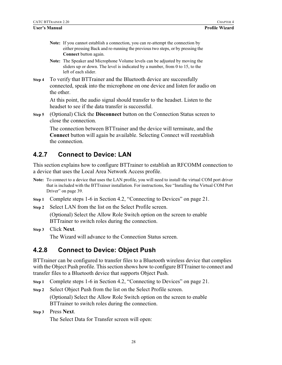 7 connect to device: lan, 8 connect to device: object push | Teledyne LeCroy BTTracer_Trainer - BTTrainer Users Manual User Manual | Page 46 / 336