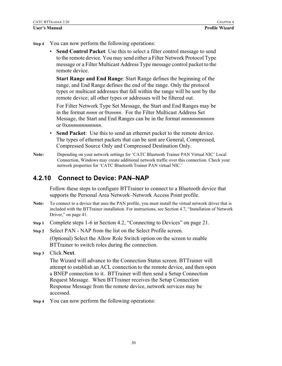 10 connect to device: pan–nap, Connect to device: pan–nap | Teledyne LeCroy BTTracer_Trainer - BTTrainer Users Manual User Manual | Page 48 / 336
