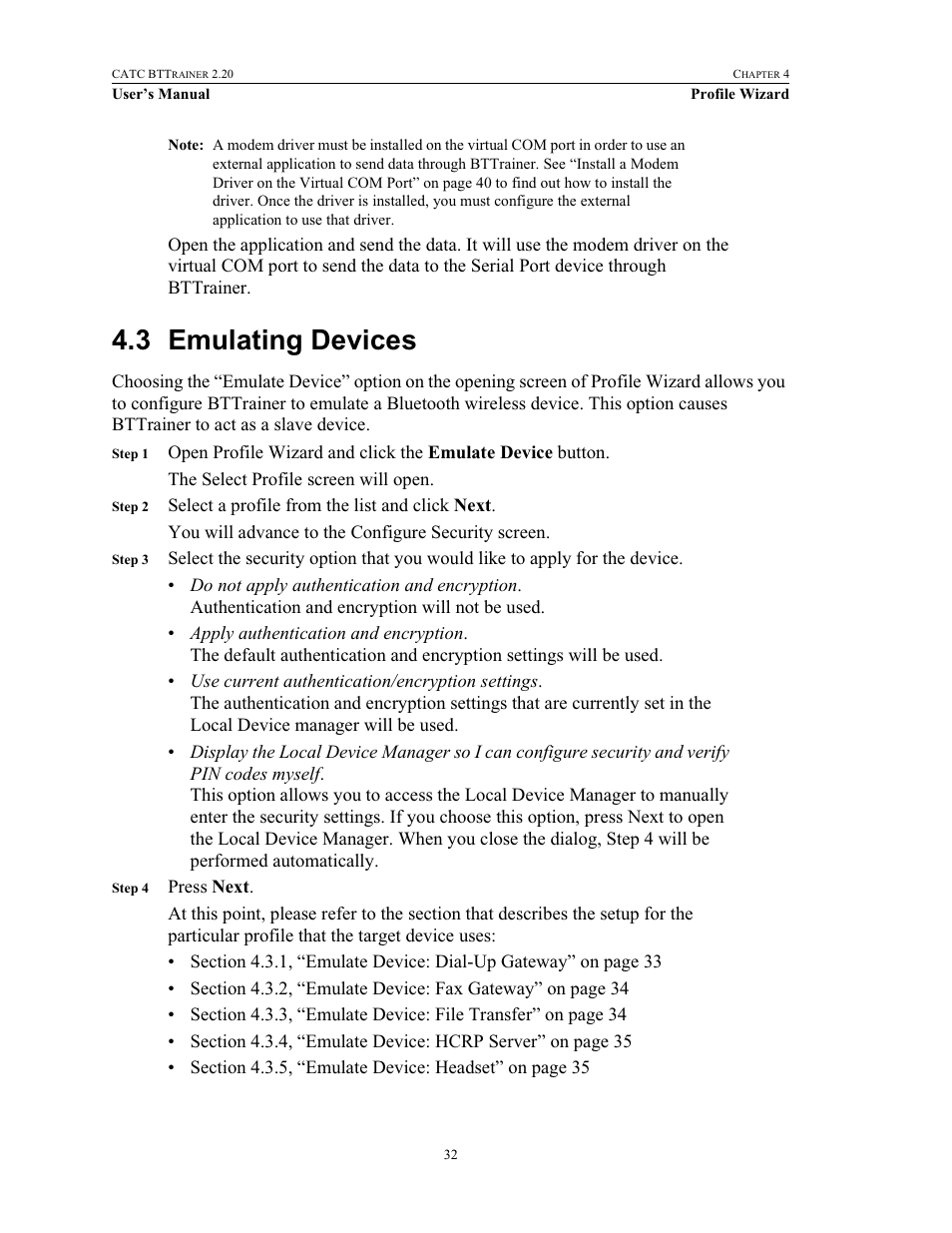 3 emulating devices, Emulating devices | Teledyne LeCroy BTTracer_Trainer - BTTrainer Users Manual User Manual | Page 50 / 336