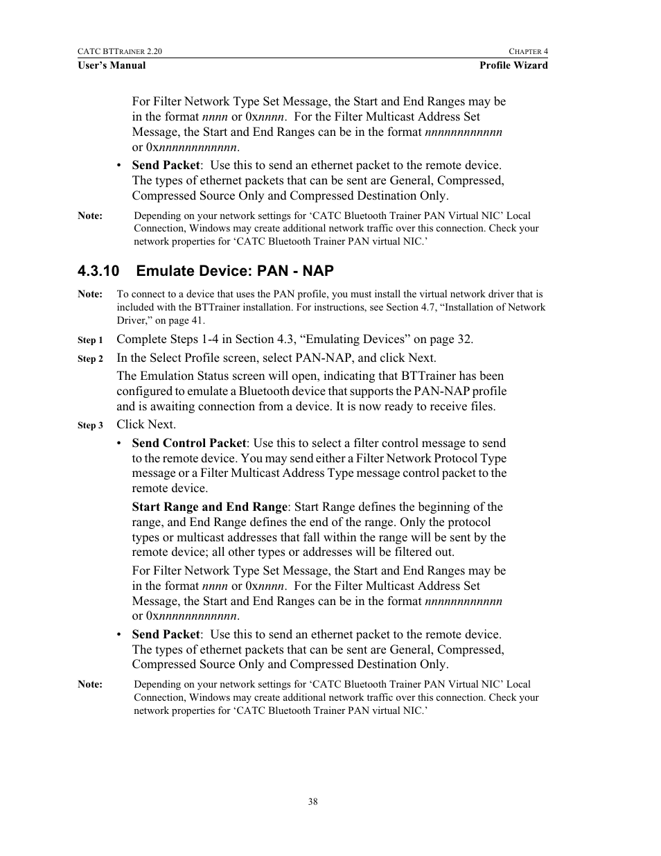 10 emulate device: pan - nap, Emulate device: pan - nap | Teledyne LeCroy BTTracer_Trainer - BTTrainer Users Manual User Manual | Page 56 / 336