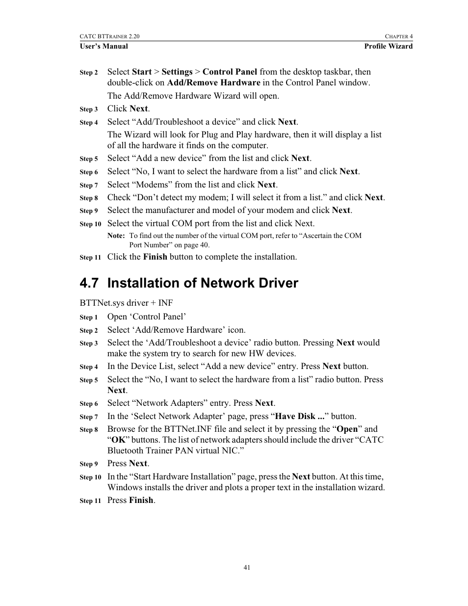 7 installation of network driver, Installation of network driver | Teledyne LeCroy BTTracer_Trainer - BTTrainer Users Manual User Manual | Page 59 / 336