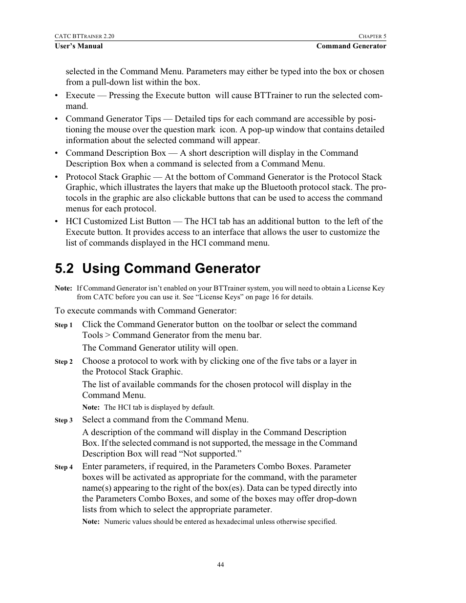 2 using command generator, Using command generator | Teledyne LeCroy BTTracer_Trainer - BTTrainer Users Manual User Manual | Page 62 / 336
