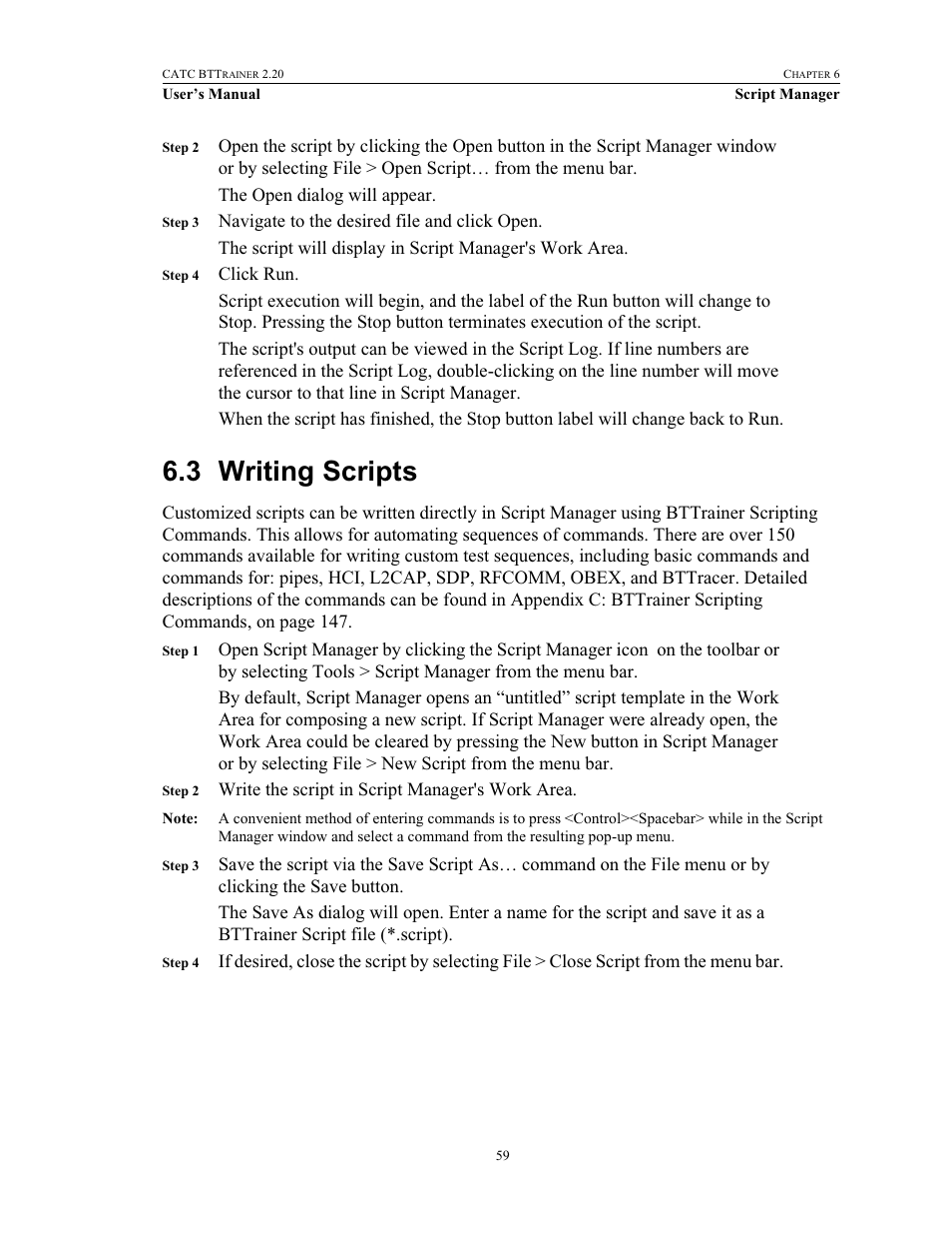 3 writing scripts, Writing scripts | Teledyne LeCroy BTTracer_Trainer - BTTrainer Users Manual User Manual | Page 77 / 336