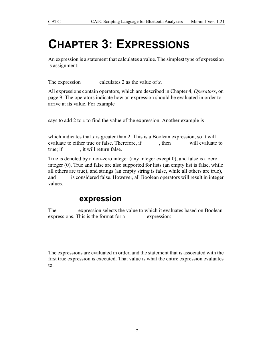 Chapter 3: expressions, Select expression, 3 expressions | Select, Expre, Hapter, Xpressions | Teledyne LeCroy Merlins Wand - CSL manual (CATC Scripting Language Manual) User Manual | Page 13 / 78