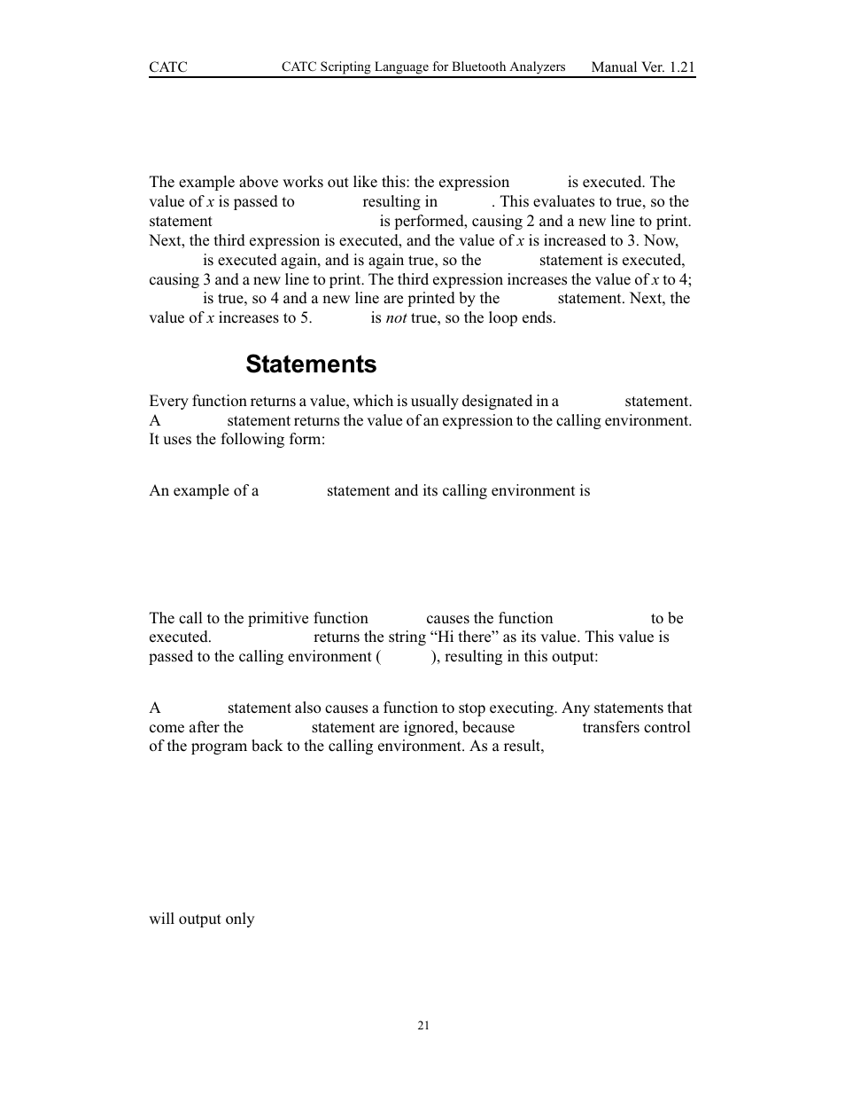 Return statements | Teledyne LeCroy Merlins Wand - CSL manual (CATC Scripting Language Manual) User Manual | Page 27 / 78
