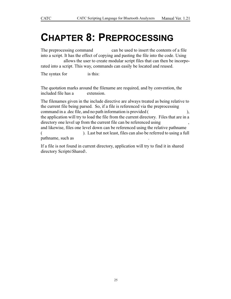 Chapter 8: preprocessing, 8 preprocessing, Hapter | Reprocessing | Teledyne LeCroy Merlins Wand - CSL manual (CATC Scripting Language Manual) User Manual | Page 31 / 78