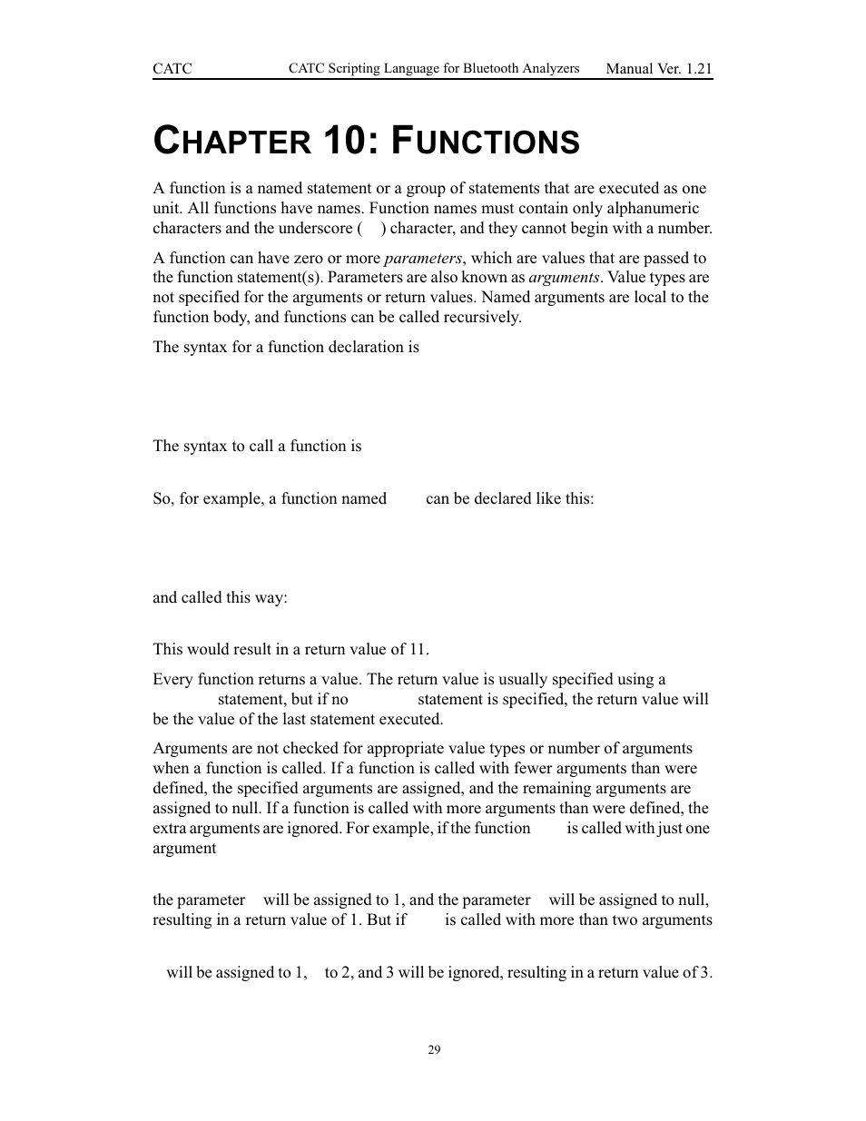 Chapter 10: functions, 10 functions, Hapter | Unctions | Teledyne LeCroy Merlins Wand - CSL manual (CATC Scripting Language Manual) User Manual | Page 35 / 78