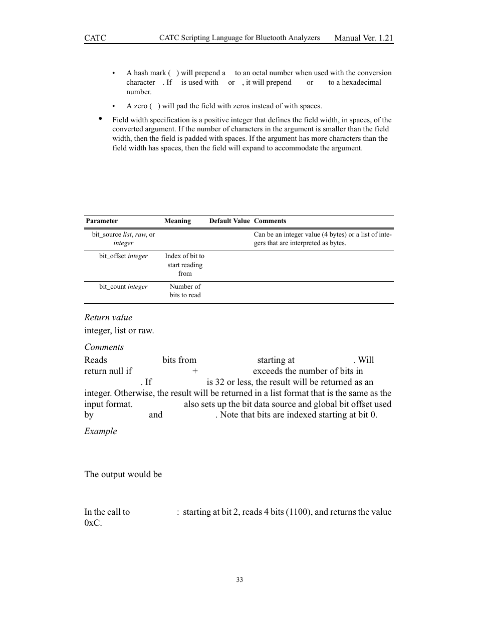 Getnbits() | Teledyne LeCroy Merlins Wand - CSL manual (CATC Scripting Language Manual) User Manual | Page 39 / 78