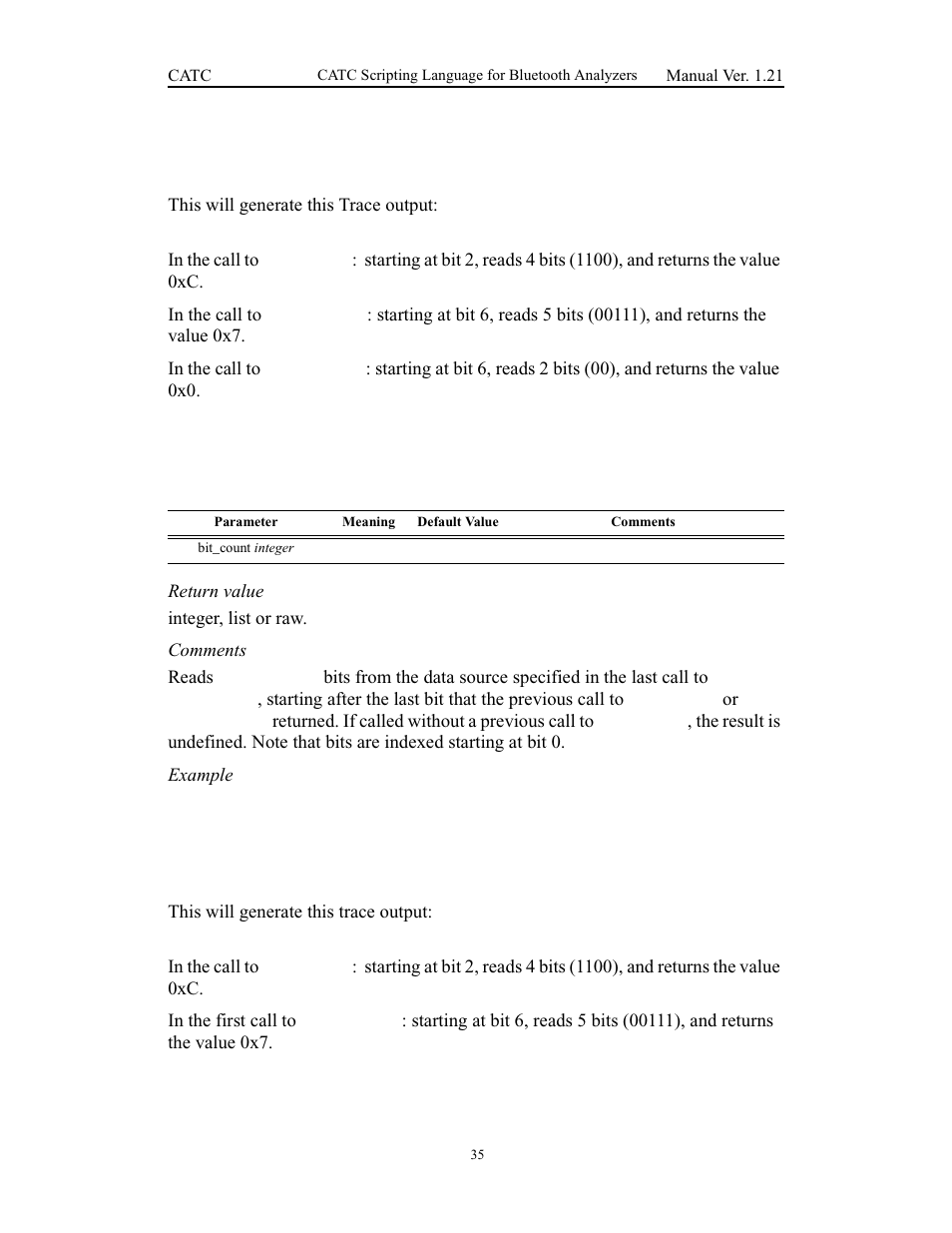 Nextnbits() | Teledyne LeCroy Merlins Wand - CSL manual (CATC Scripting Language Manual) User Manual | Page 41 / 78