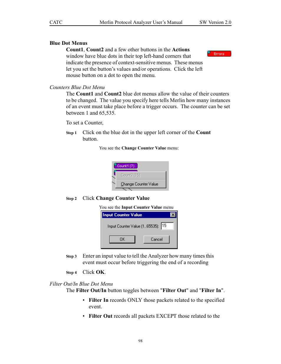 Blue dot menus | Teledyne LeCroy Merlin - Users Manual User Manual | Page 106 / 180