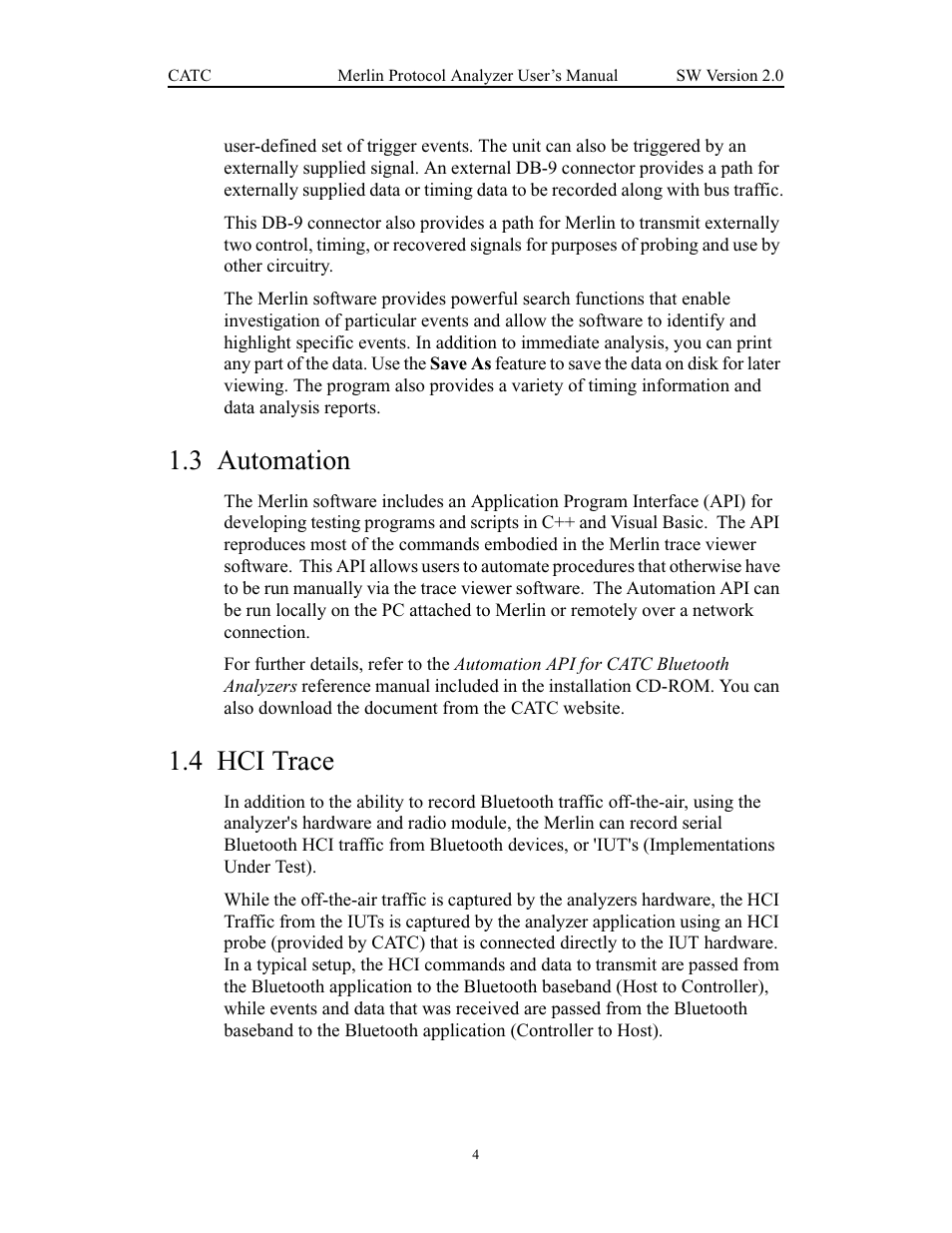 3 automation, 4 hci trace, Automation hci trace | Teledyne LeCroy Merlin - Users Manual User Manual | Page 12 / 180