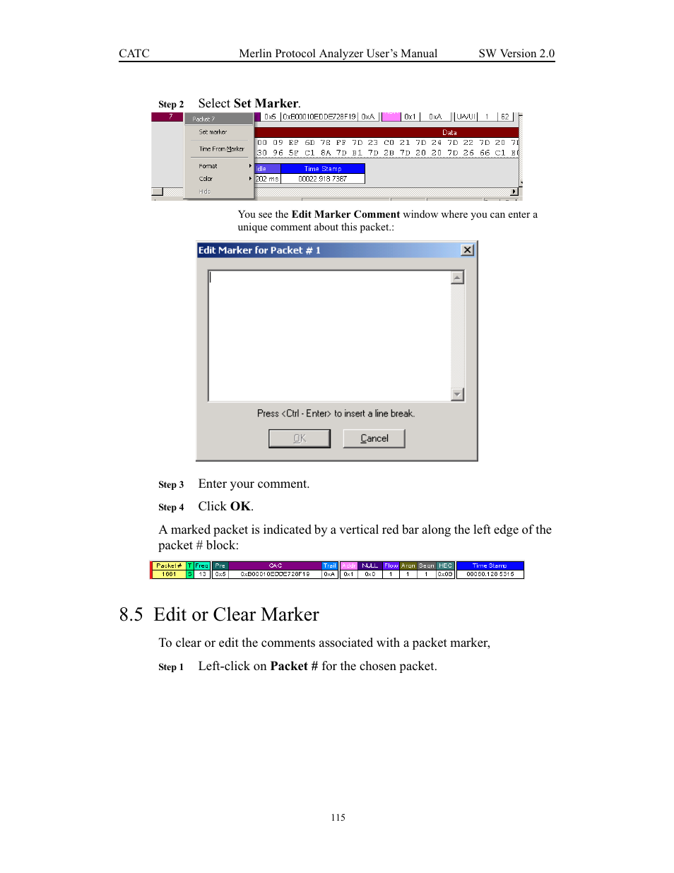 5 edit or clear marker, Edit or clear marker | Teledyne LeCroy Merlin - Users Manual User Manual | Page 123 / 180