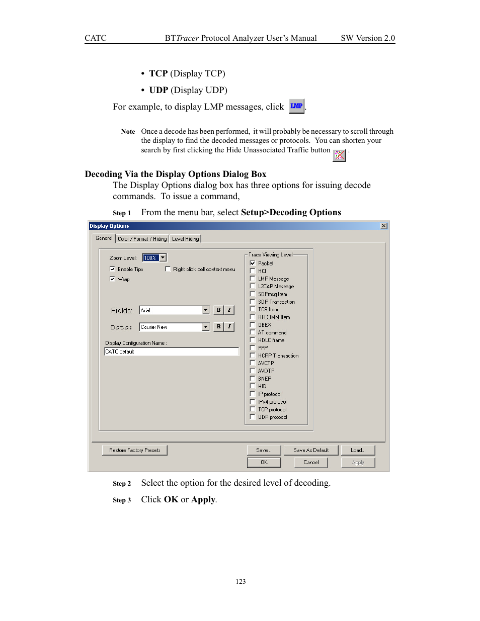 Decoding via the display options dialog box | Teledyne LeCroy Merlin - Users Manual User Manual | Page 131 / 180