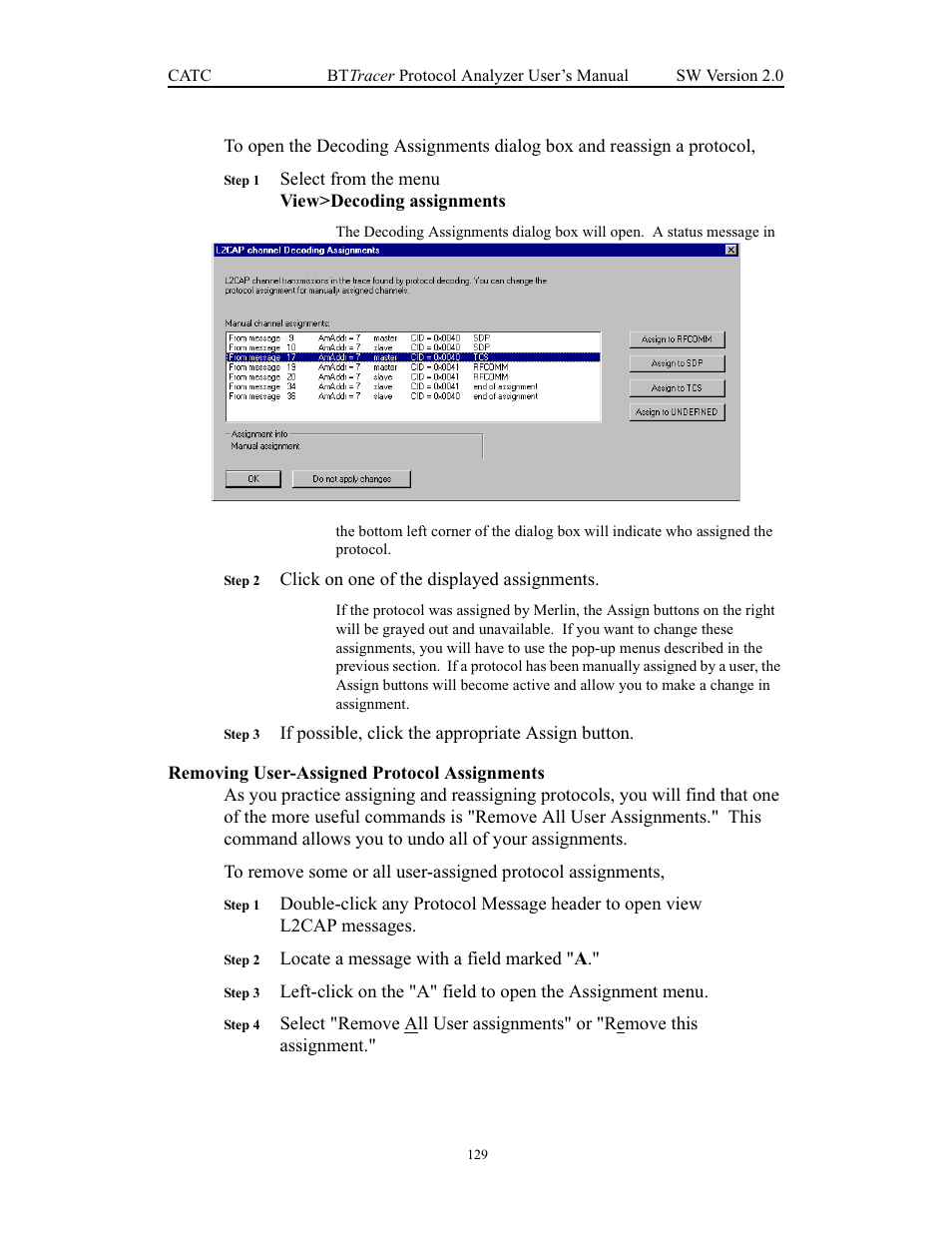 Removing user-assigned protocol assignments | Teledyne LeCroy Merlin - Users Manual User Manual | Page 137 / 180
