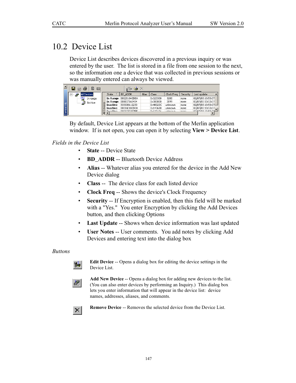 2 device list, Device list | Teledyne LeCroy Merlin - Users Manual User Manual | Page 155 / 180