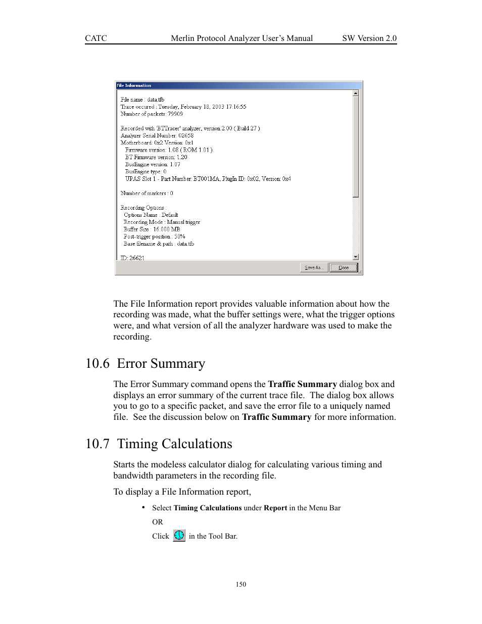 6 error summary, 7 timing calculations, Error summary timing calculations | Teledyne LeCroy Merlin - Users Manual User Manual | Page 158 / 180