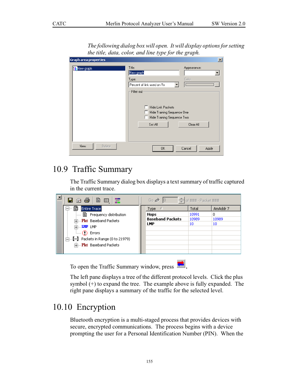 9 traffic summary, 10 encryption, Traffic summary encryption | Teledyne LeCroy Merlin - Users Manual User Manual | Page 163 / 180