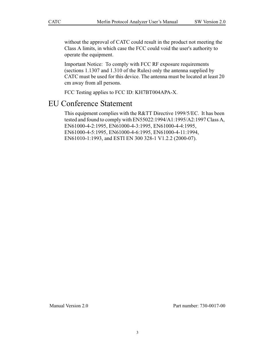 Eu conference statement | Teledyne LeCroy Merlin - Users Manual User Manual | Page 3 / 180