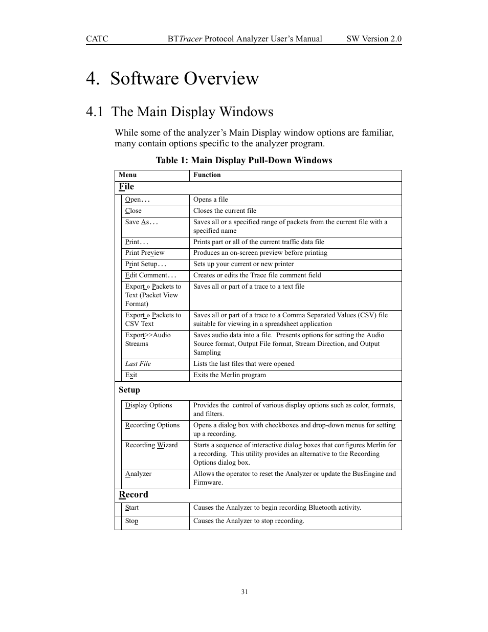 Software overview, 1 the main display windows, Chapter 4 software overview | The main display windows | Teledyne LeCroy Merlin - Users Manual User Manual | Page 39 / 180