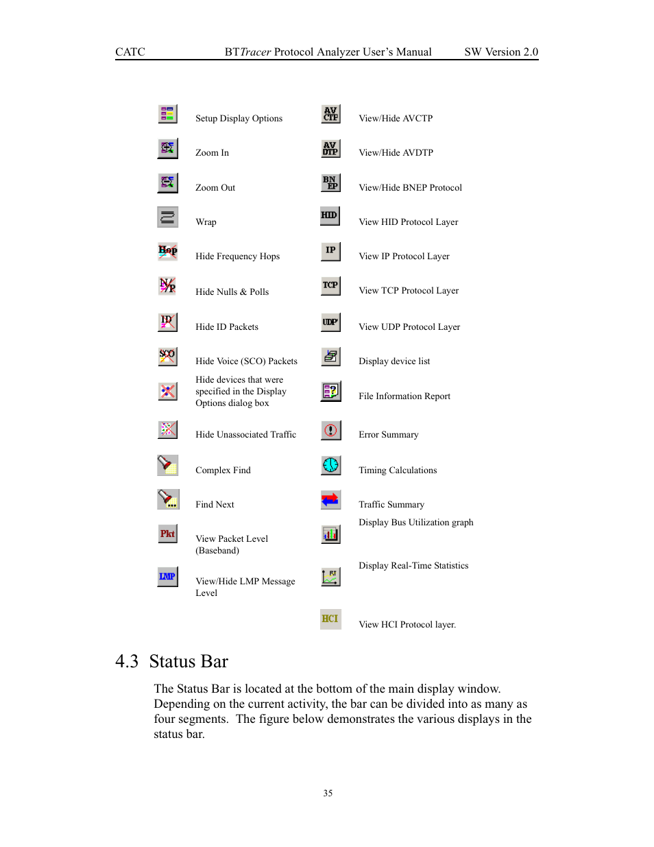 3 status bar, Status bar | Teledyne LeCroy Merlin - Users Manual User Manual | Page 43 / 180