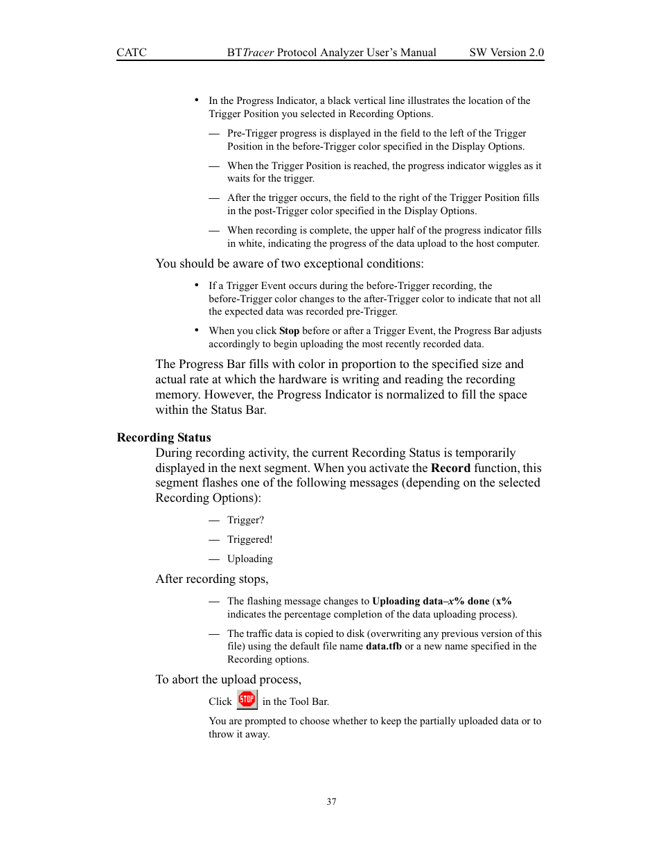 Recording status | Teledyne LeCroy Merlin - Users Manual User Manual | Page 45 / 180