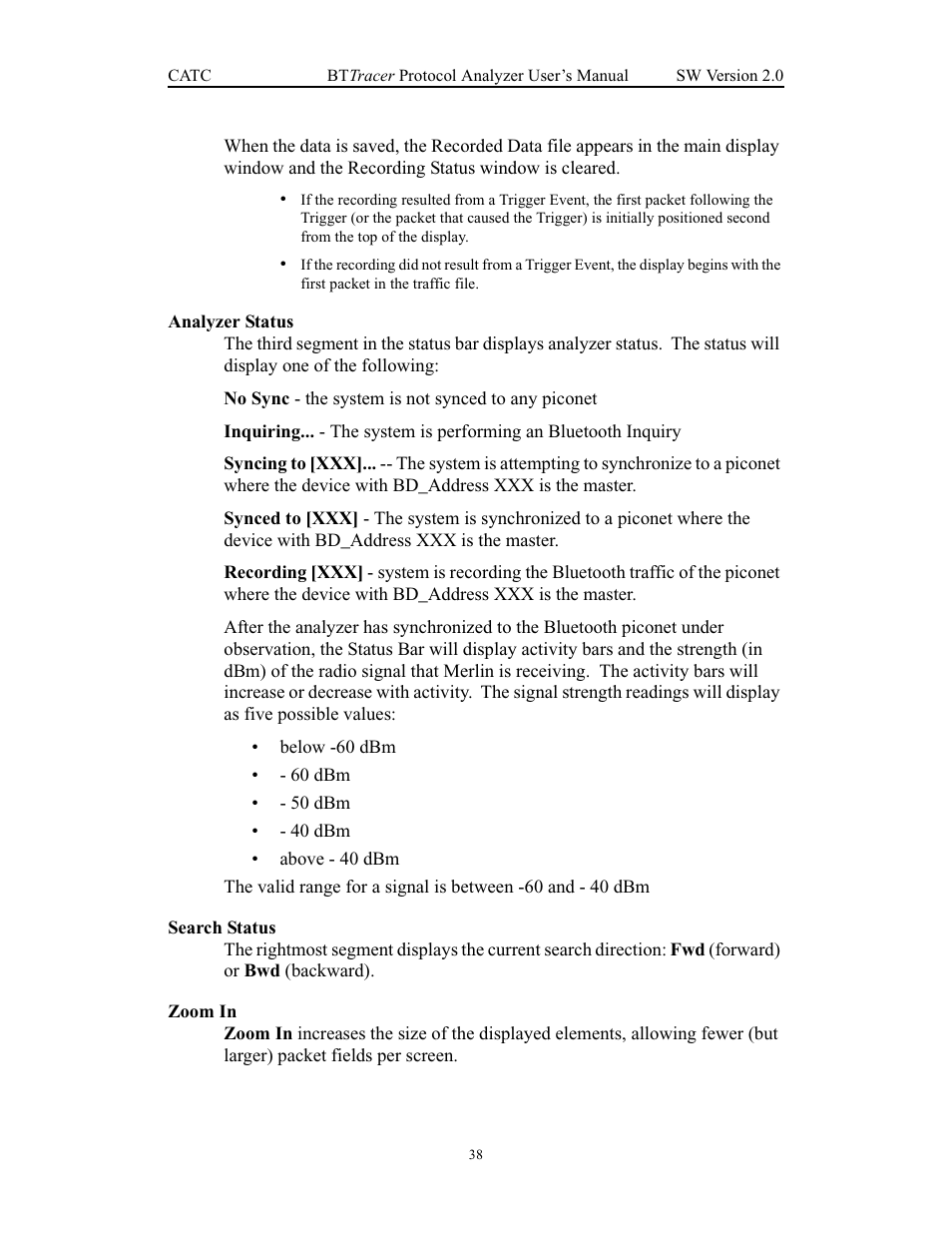Analyzer status, Search status, Zoom in | Analyzer status search status zoom in | Teledyne LeCroy Merlin - Users Manual User Manual | Page 46 / 180