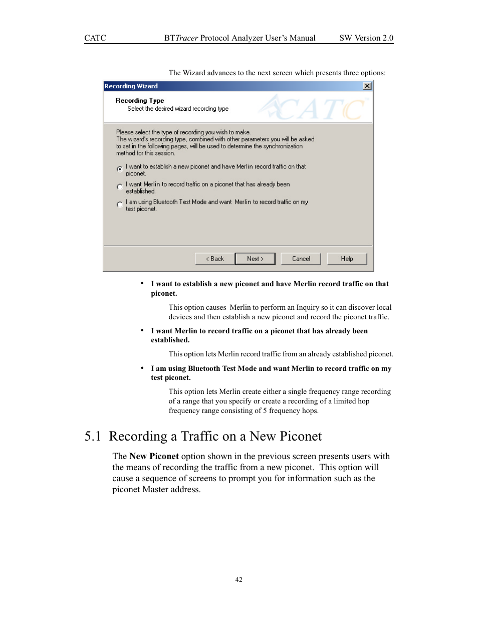 1 recording a traffic on a new piconet, Recording a traffic on a new piconet | Teledyne LeCroy Merlin - Users Manual User Manual | Page 50 / 180