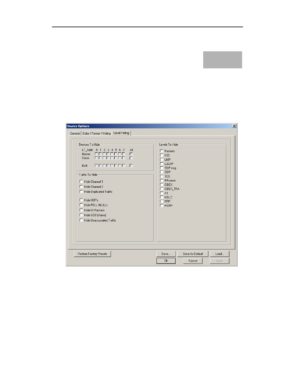 Hiding display options, 3 level hiding options, Level hiding parameters | Level hiding options | Teledyne LeCroy Merlin II - Users Manual User Manual | Page 113 / 204