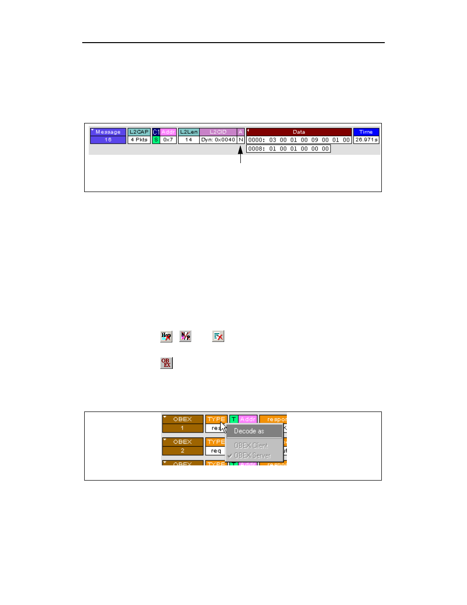 Manually assigning protocols, Other assignments: obex client/server status | Teledyne LeCroy Merlin II - Users Manual User Manual | Page 148 / 204