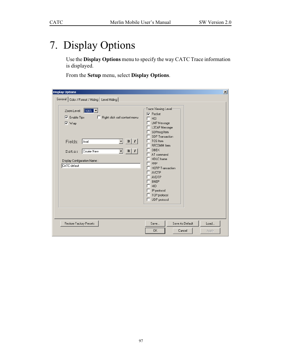 Display options, Chapter 6 display options | Teledyne LeCroy Merlin Mobile - Users Manual User Manual | Page 105 / 172