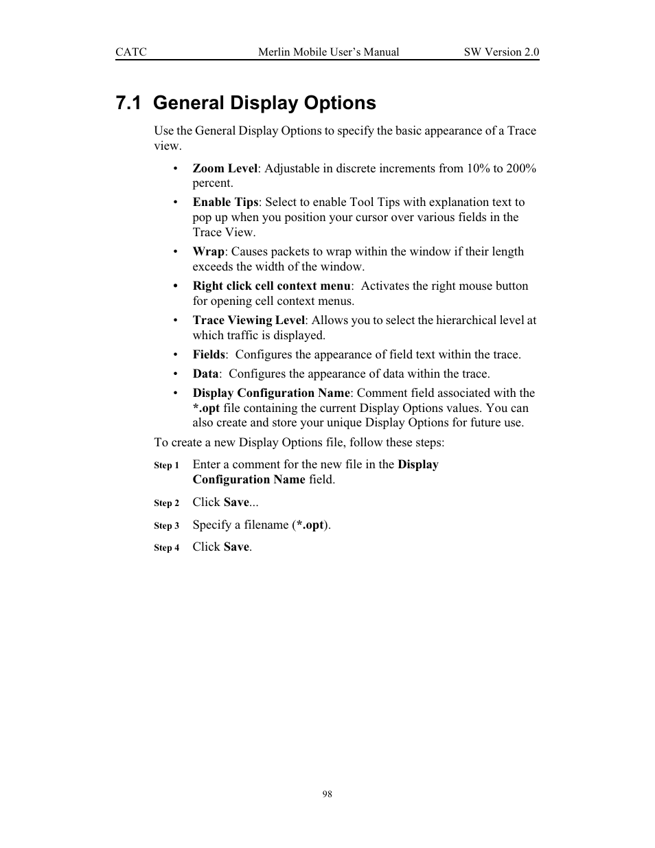 1 general display options, General display options | Teledyne LeCroy Merlin Mobile - Users Manual User Manual | Page 106 / 172