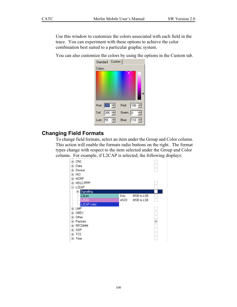 Changing field formats | Teledyne LeCroy Merlin Mobile - Users Manual User Manual | Page 108 / 172