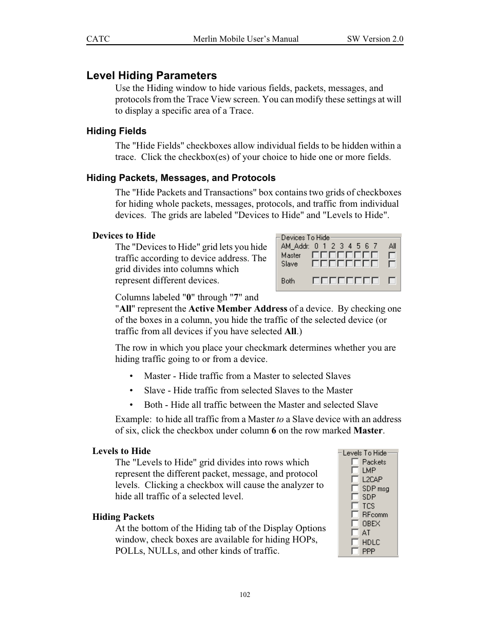 Level hiding parameters | Teledyne LeCroy Merlin Mobile - Users Manual User Manual | Page 110 / 172