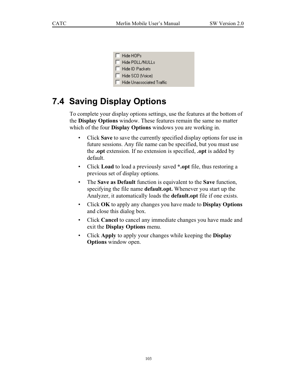 4 saving display options, Saving display options | Teledyne LeCroy Merlin Mobile - Users Manual User Manual | Page 111 / 172