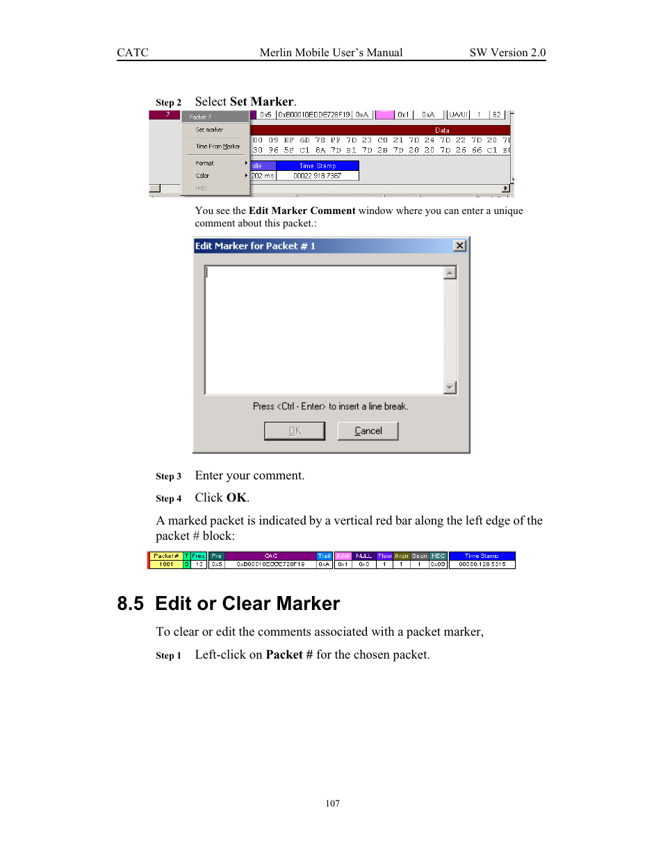 5 edit or clear marker, Edit or clear marker | Teledyne LeCroy Merlin Mobile - Users Manual User Manual | Page 115 / 172