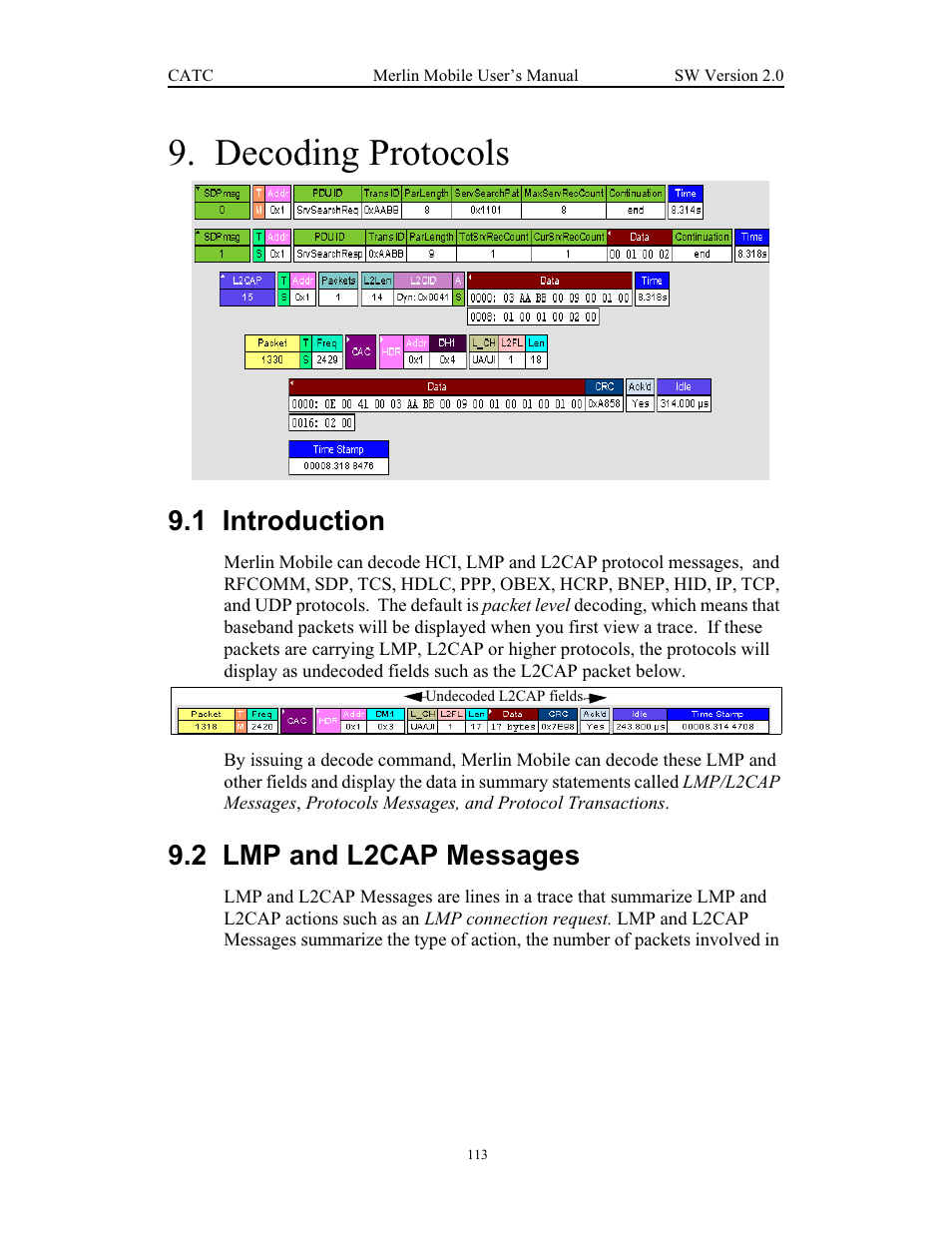 Decoding protocols, 1 introduction, 2 lmp and l2cap messages | Chapter 8 decoding protocols, Introduction lmp and l2cap messages | Teledyne LeCroy Merlin Mobile - Users Manual User Manual | Page 121 / 172