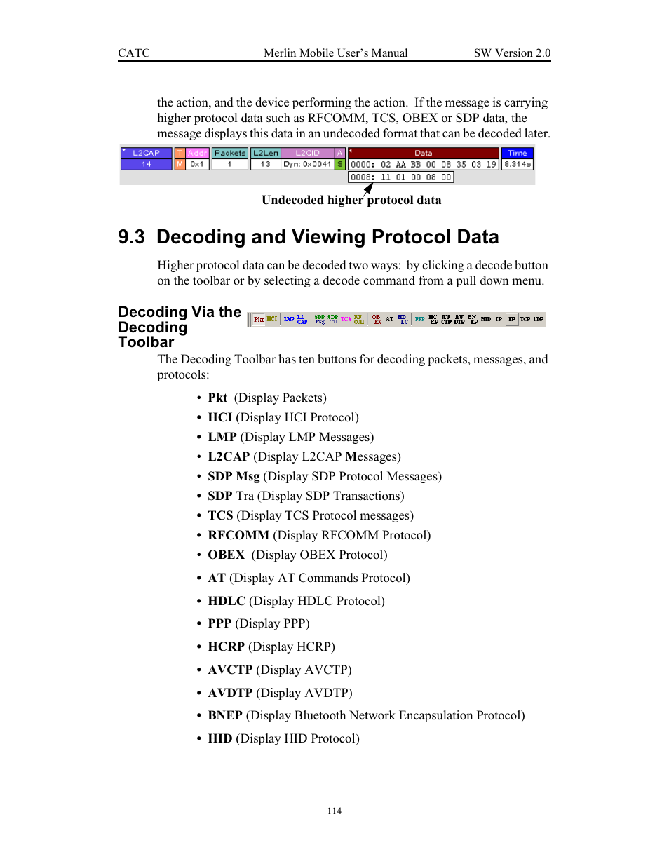 3 decoding and viewing protocol data, Decoding via the decoding toolbar, Decoding and viewing protocol data | Teledyne LeCroy Merlin Mobile - Users Manual User Manual | Page 122 / 172
