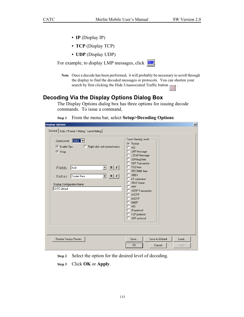 Decoding via the display options dialog box | Teledyne LeCroy Merlin Mobile - Users Manual User Manual | Page 123 / 172