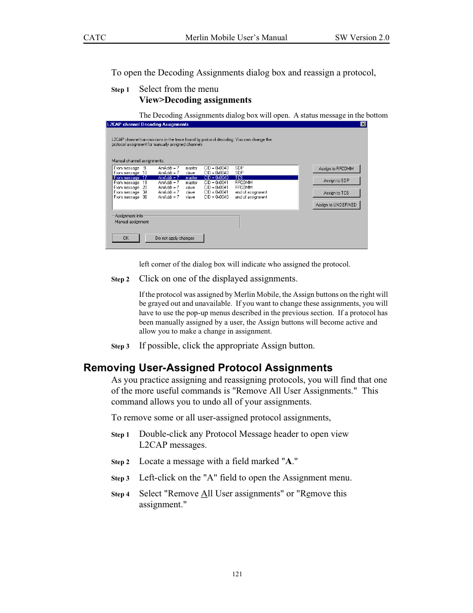 Removing user-assigned protocol assignments | Teledyne LeCroy Merlin Mobile - Users Manual User Manual | Page 129 / 172