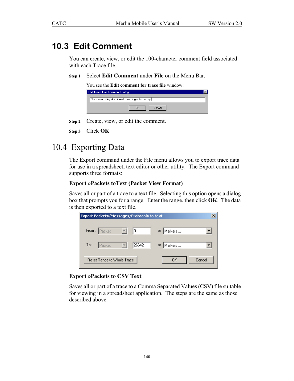 3 edit comment, 4 exporting data, Edit comment exporting data | Teledyne LeCroy Merlin Mobile - Users Manual User Manual | Page 148 / 172