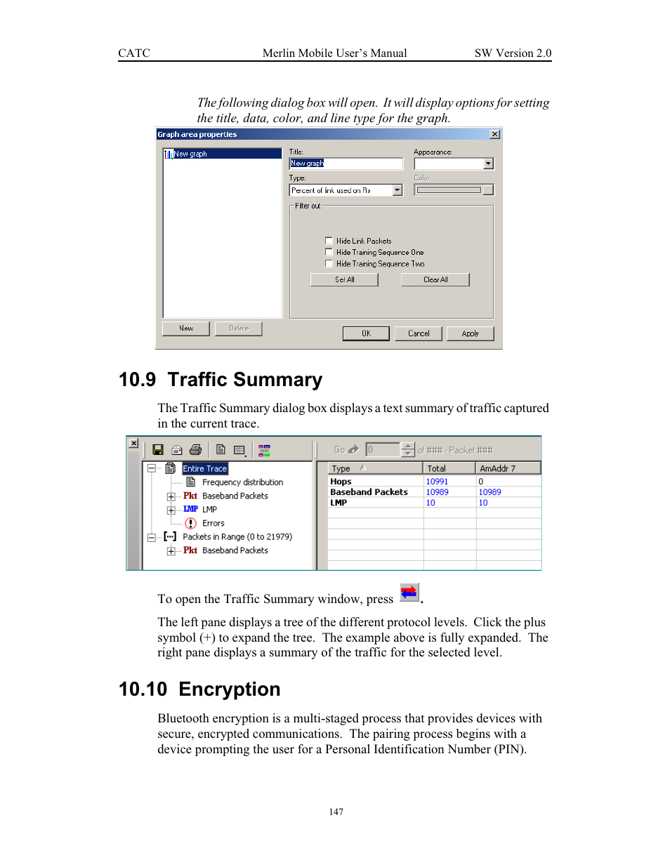 9 traffic summary, 10 encryption, Traffic summary encryption | Teledyne LeCroy Merlin Mobile - Users Manual User Manual | Page 155 / 172