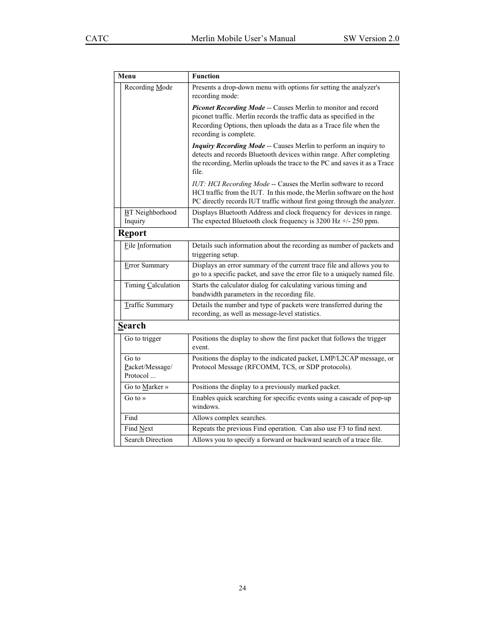 Report, Search | Teledyne LeCroy Merlin Mobile - Users Manual User Manual | Page 32 / 172